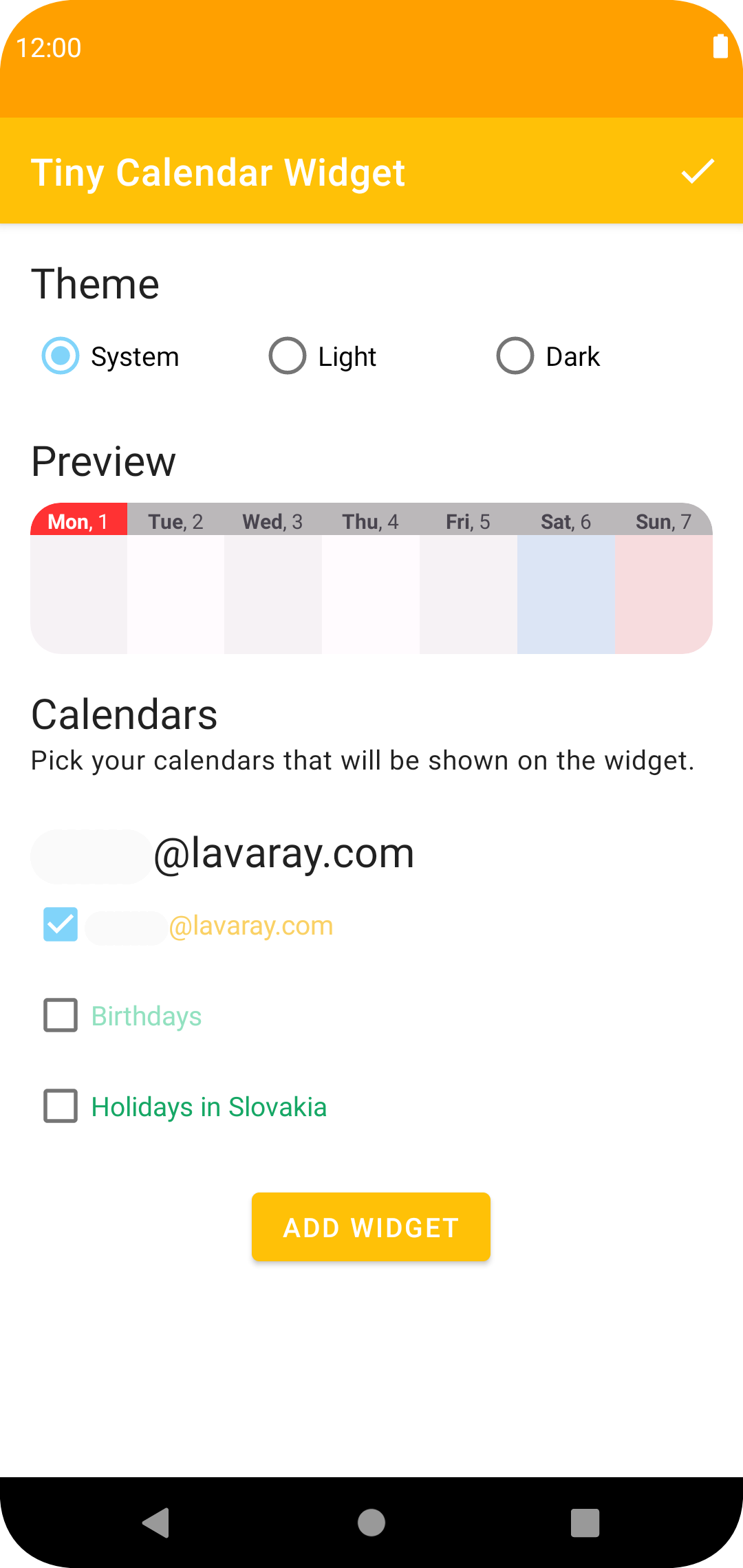 LavaRay Tiny Calendar Widget
